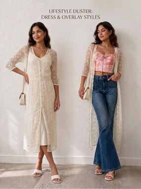 Forever 21 Sheer Lace Duster Dress – Boho Free People Vibes